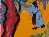 an image of a painting of a woman standing under a tree
