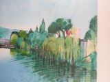 a picture of a picture of a painting of a river