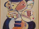 an image of a painting of a man with a hat and a guitar