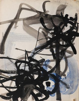 an image of a black and white painting on a piece of paper