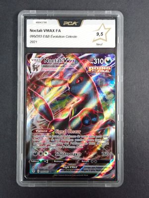 a close up of a pokemon card in a plastic case