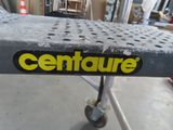 a close up of a cart with a centaurre logo on it