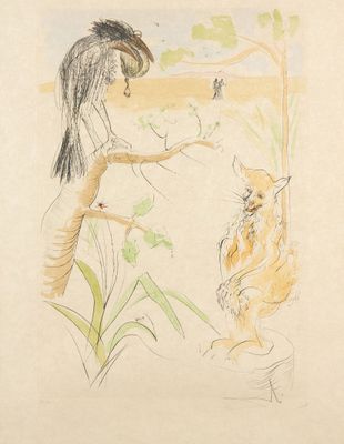 an image of a drawing of a woman feeding a cat