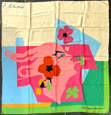YVES SAINT LAURENT. Carré en twill de soie imprimée, modèle …