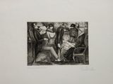 an image of a black and white drawing of a group of people