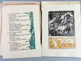 an open book with a drawing of a tree and a poem on it