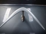 a close up of the hood of an old car