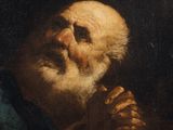 a painting of an old man with a beard and a scarf