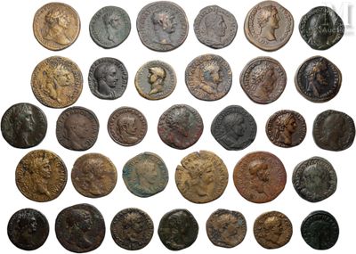 a collection of ancient roman coins on a white background