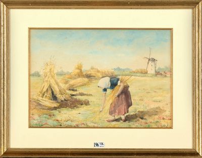 Aquarelle sur papier "La moisson".