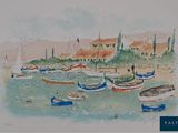 many boats that are in the water by the shore
