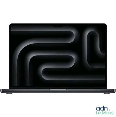 un ordinateur portable noir sur fond noir et sur fond blanc