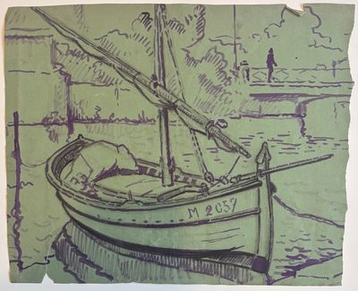 Jos Henri PONCHIN (1897 - 1981), "Étude de barque".