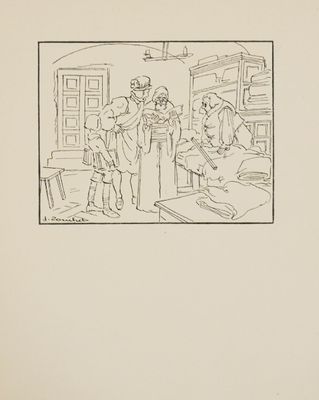 an illustration of a drawing of a family in a living room