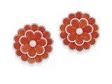 paire de boucles d'oreilles en forme de fleur, en corail et diamants, signées Van Cleef