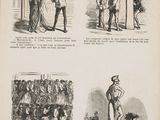 four different illustrations of a man in a suit and a woman in a dress