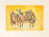 tableau représentant un groupe d'hommes à cheval