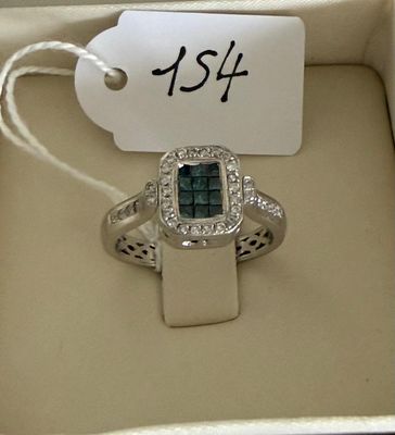 Bague en or gris 14k, signée - EFFY - motifs double face ser…