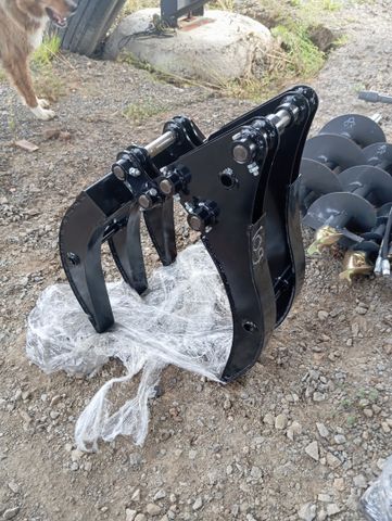 Grappin à buches pour mini-pelle 1t, axes 25mm, largeur entre ore...