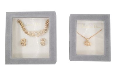 gold plated necklace and earring set in a gift box