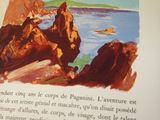a picture of a book with a picture of a boat in the water
