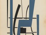 une image représentant une peinture abstraite bleue et noire sur fond blanc