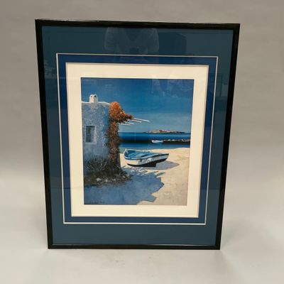 une image représentant un tableau où l'on voit un bateau sur la plage