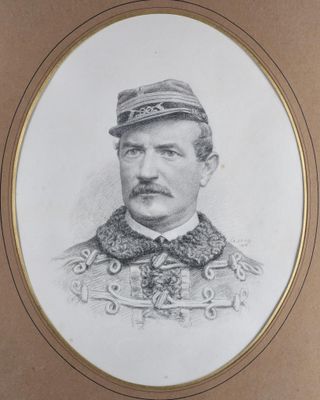 a black and white photo of a man in a military uniform