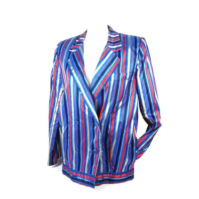 Attribué à CHRISTIAN LACROIX : Veste blazer à motif rayé rou…