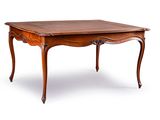 a wooden table with a wooden top on a white background