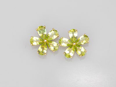 Paire de boucles d'oreilles fleurs en or jaune 750°/°° (18K)…