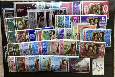 an image of a picture of a collection of stamps on a table