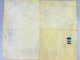 an old piece of paper with a blue stripe on it