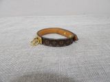 louis vuitton monogram leather dog collar with gold hardware