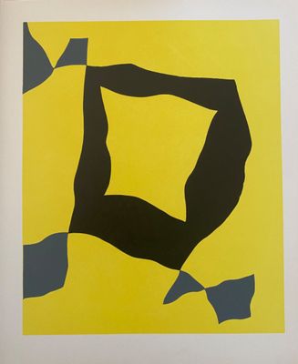 une image représentant une peinture abstraite jaune et noire