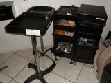 a small desk with a printer on top of it
