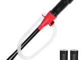 a close up of two batteries and a blow gun on a white background