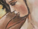 a painting of a woman holding a baby in her arms