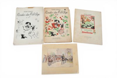 four vintage children ' s books are lined up on a white surface