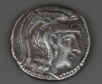 Gros plan sur une pièce d'argent ornée d'un cheval