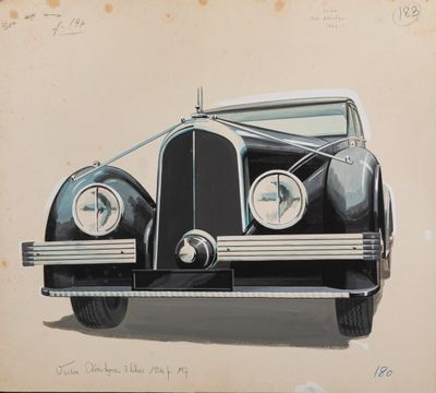 dessin représentant une voiture noire et blanche sur un fond beige