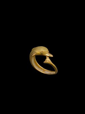 gros plan d'une bague en or sur fond noir