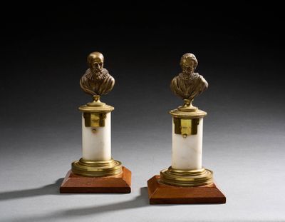 Paire de bustes figurants Sully et Henri IV en bronze doré a…