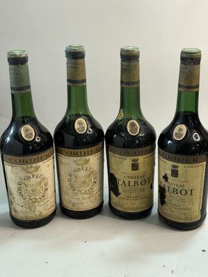 4 bouteilles 2 bts : Château TALBOT 1967 (1 à 6cm, étiq abîm…