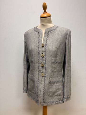 SYNONYME By Georges RECH – Veste en lin, effet jean, 4 boutons. T...