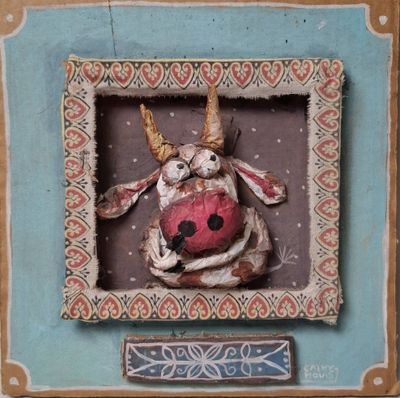 a picture of a picture of a cow in a picture frame