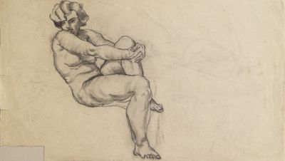 l'image d'un dessin représentant un homme assis sur une chaise