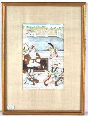 framed picture of a painting of a woman and a child playing with a dog