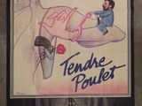 an old movie poster with a drawing of a man on a skateboard