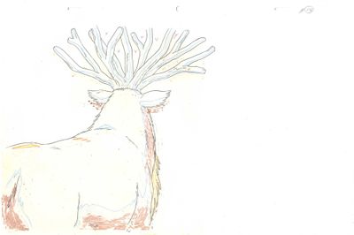 un dessin représentant un cerf avec une fleur sur la tête